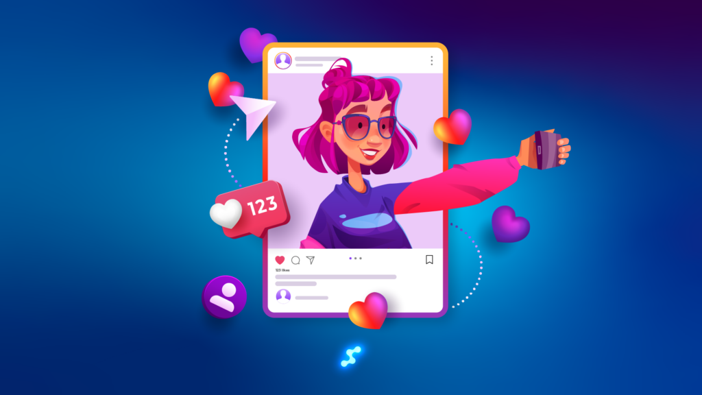 Optical influencer promoting eyewear on social media with likes and engagement