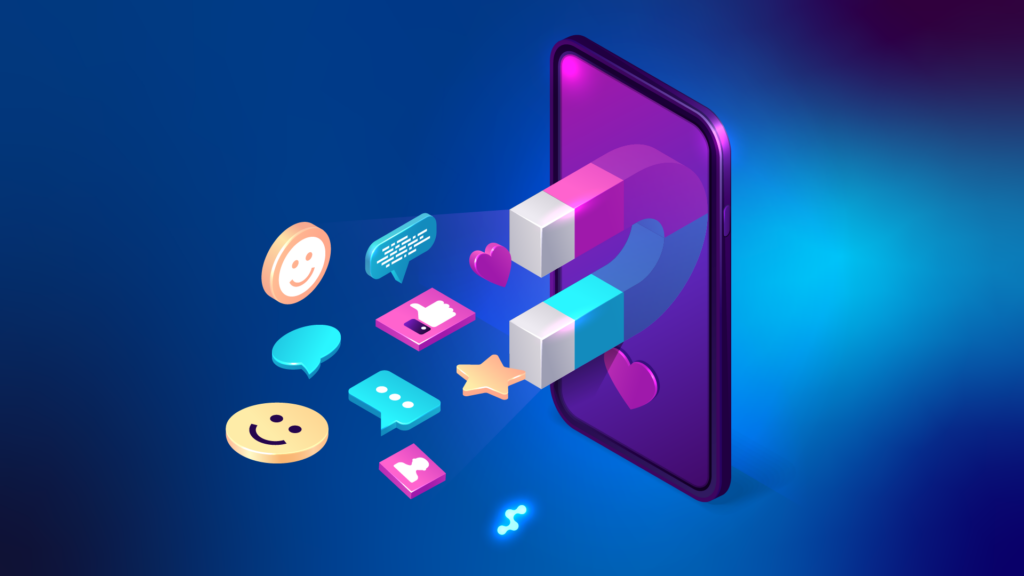 Smartphone attracting social media icons symbolizing digital marketing for opticians
