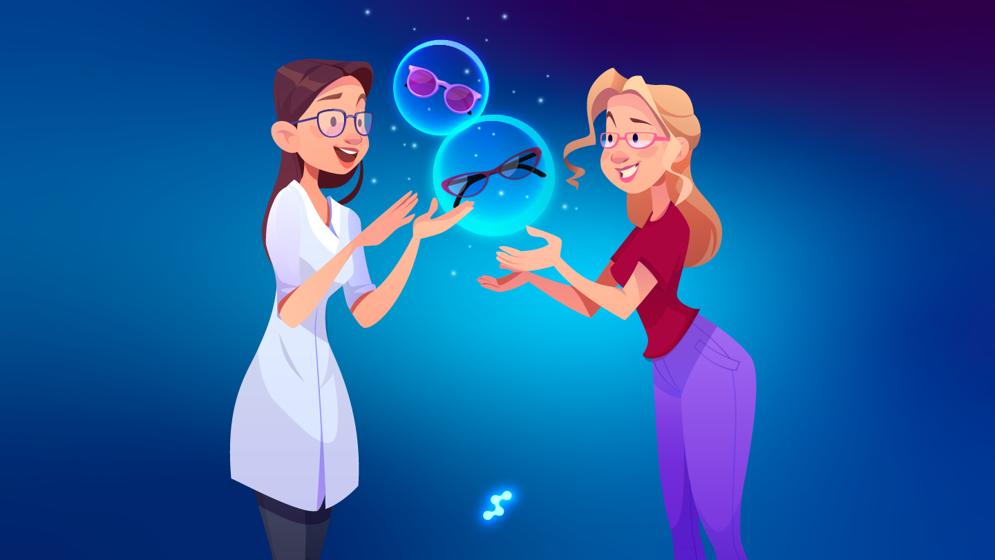 Friendly eyewear consultation in optical store