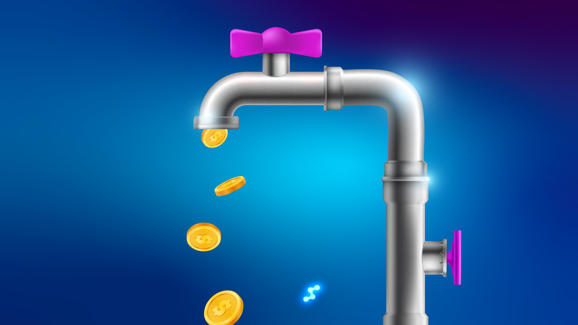 Money dripping from a faucet representing passive income or revenue stream