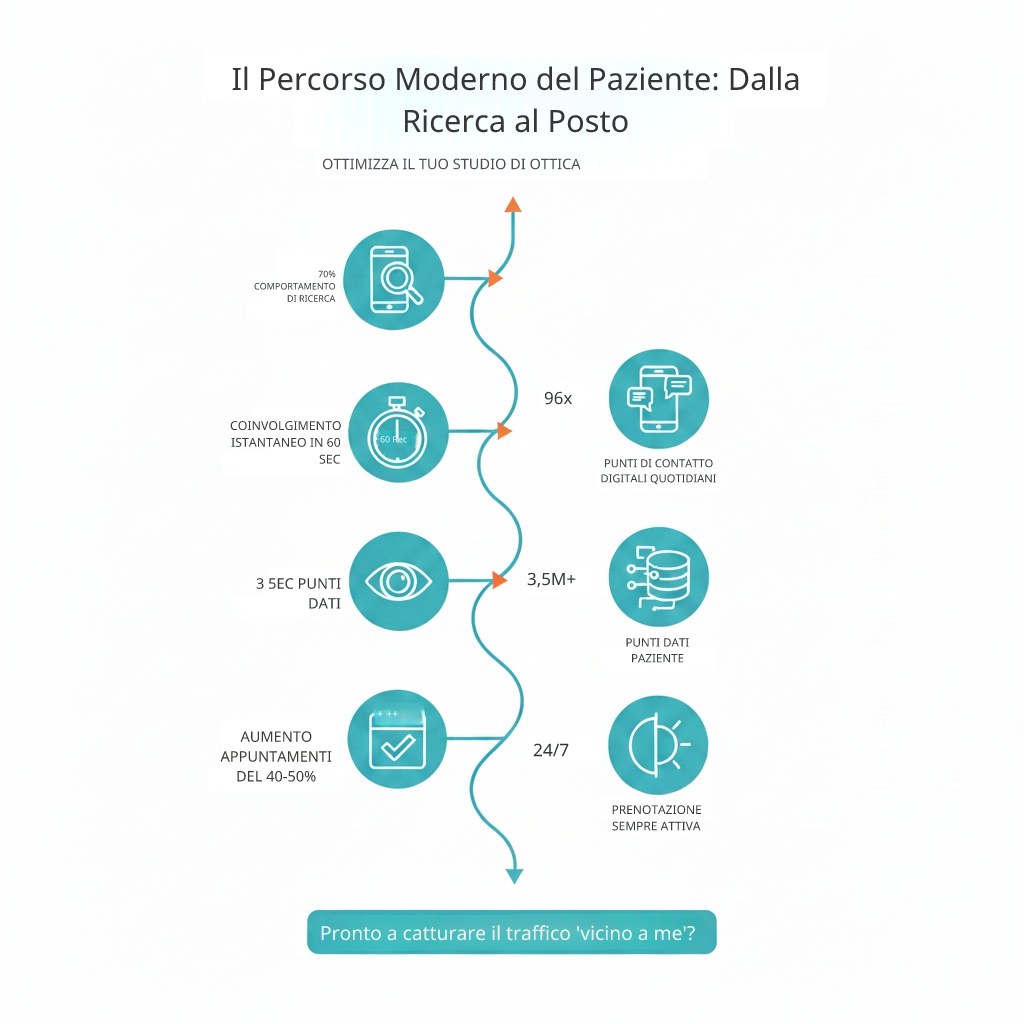 Infografica del moderno percorso del paziente dall oculista vicino