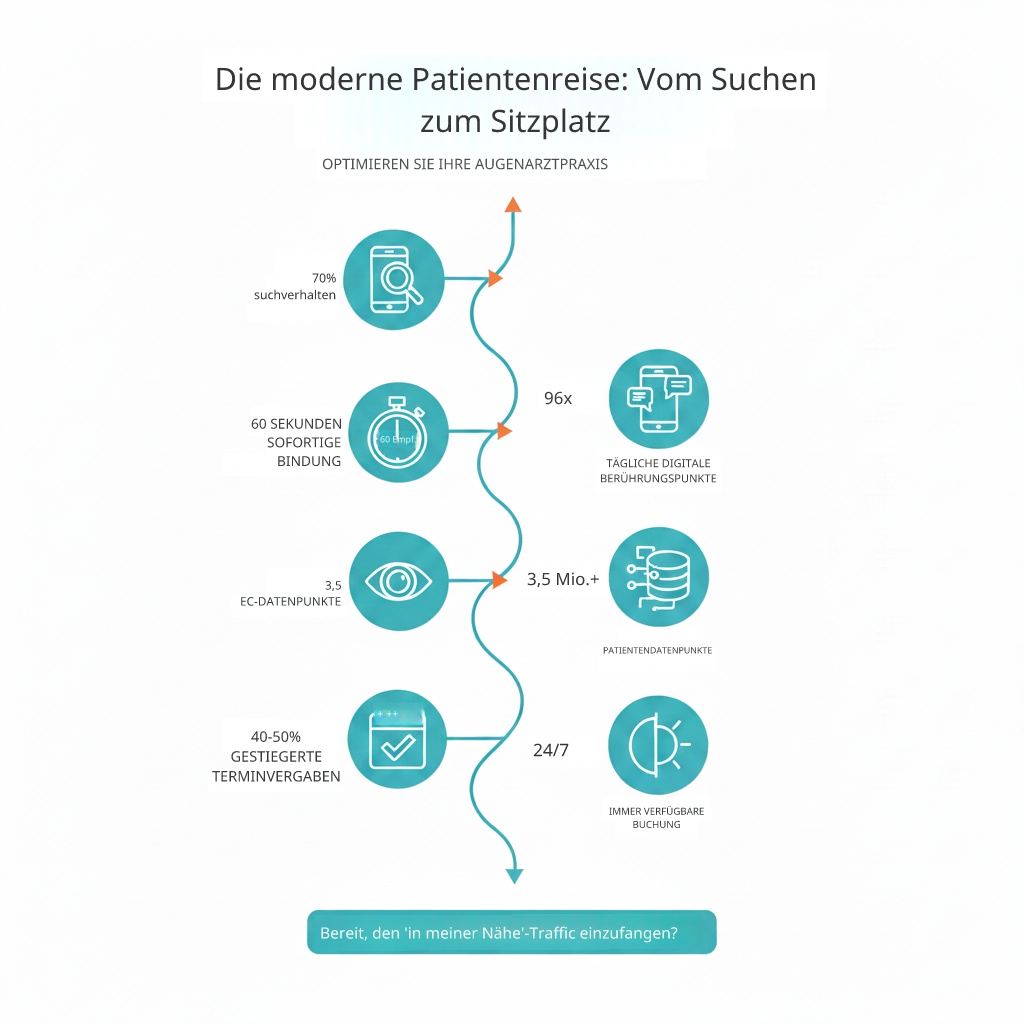 Moderner Patientenweg zum Augenarzt in der Nähe Infografik