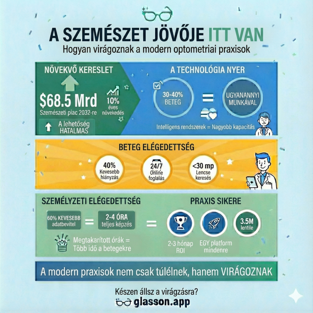 Modern optometria növekedés tech infografika