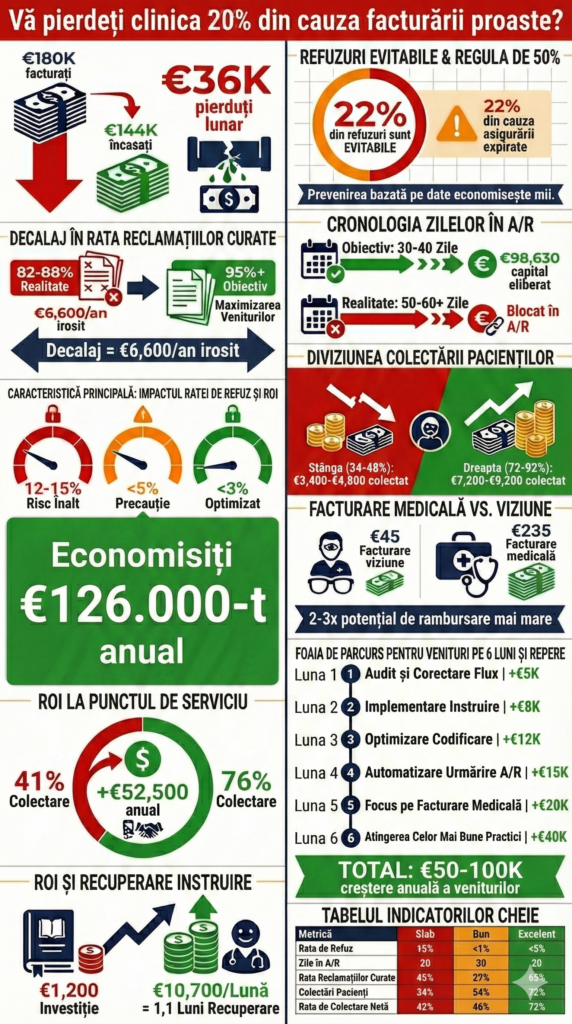Infografic despre Revenue Cycle Management în optometrie