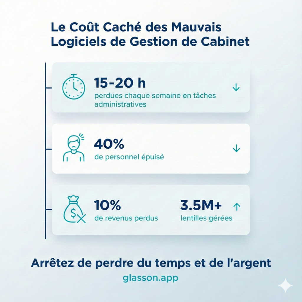 Coûts cachés logiciels gestion optométrie médiocres