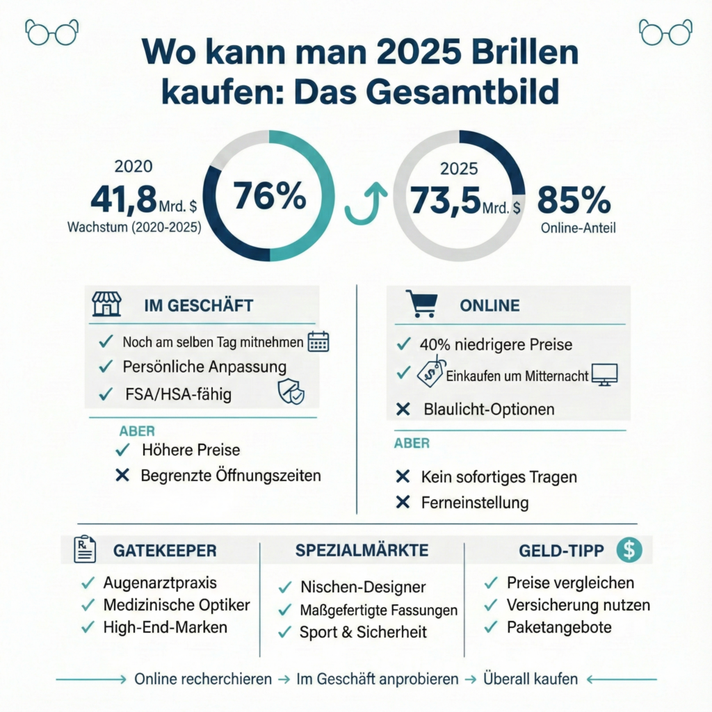 Infografik: Brillen online oder im Geschäft kaufen