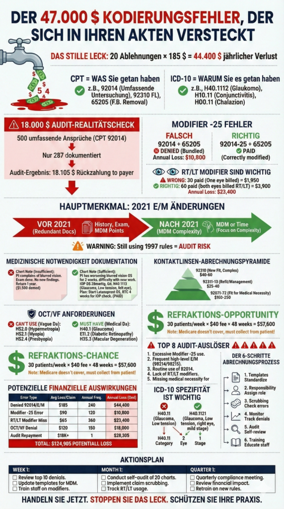 Infografik zur Augenheilkunde-Codierung und 47.000-Dollar-Verlusten