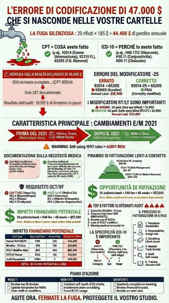 Infografica sul coding oculistico e perdita di 47.000 dollari

