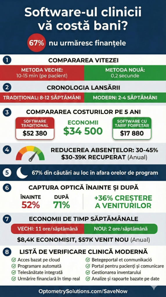 Infografic: costuri, economii și timp cu software de clinică