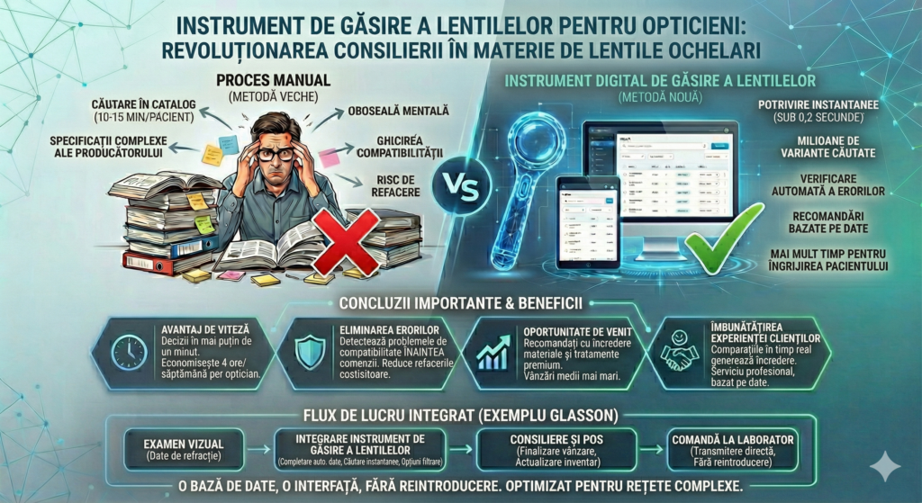 Infografic despre beneficiile căutării digitale de lentile