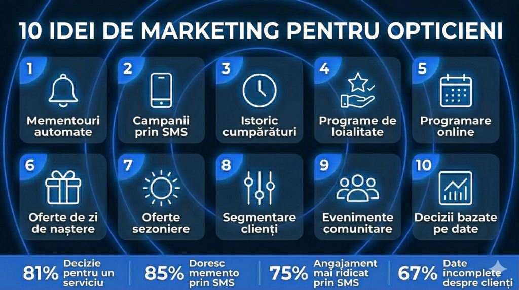 Infografic cu 10 idei de marketing SMS pentru optici
