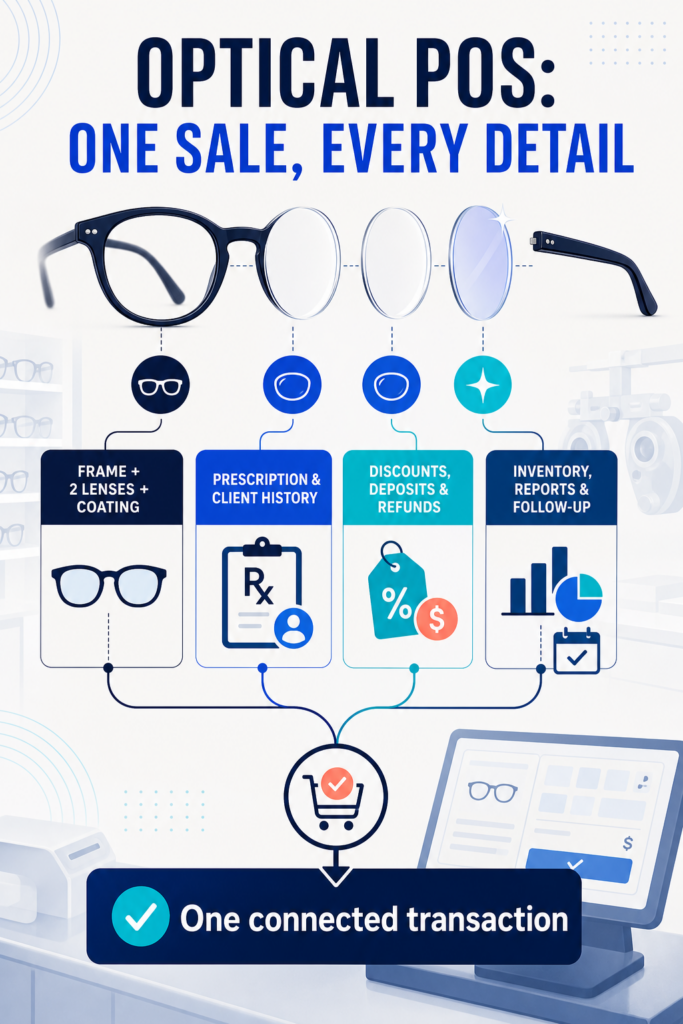 Infographic - Optical POS Software: What an Optical Store Checkout Actually Needs