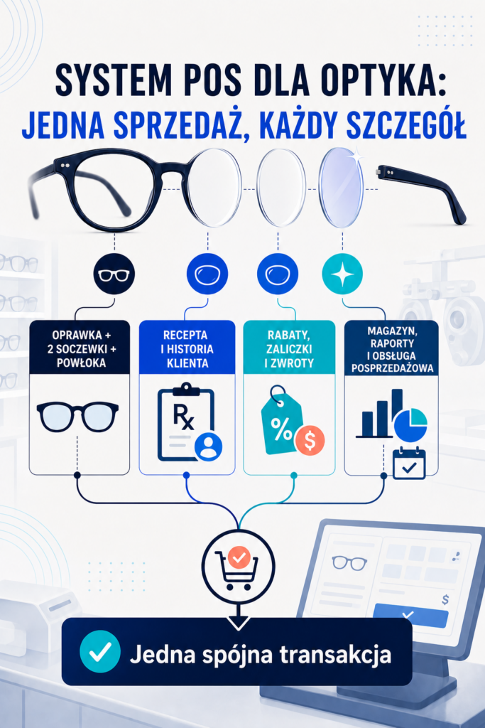 Infografika - oprogramowanie POS dla salonu optycznego