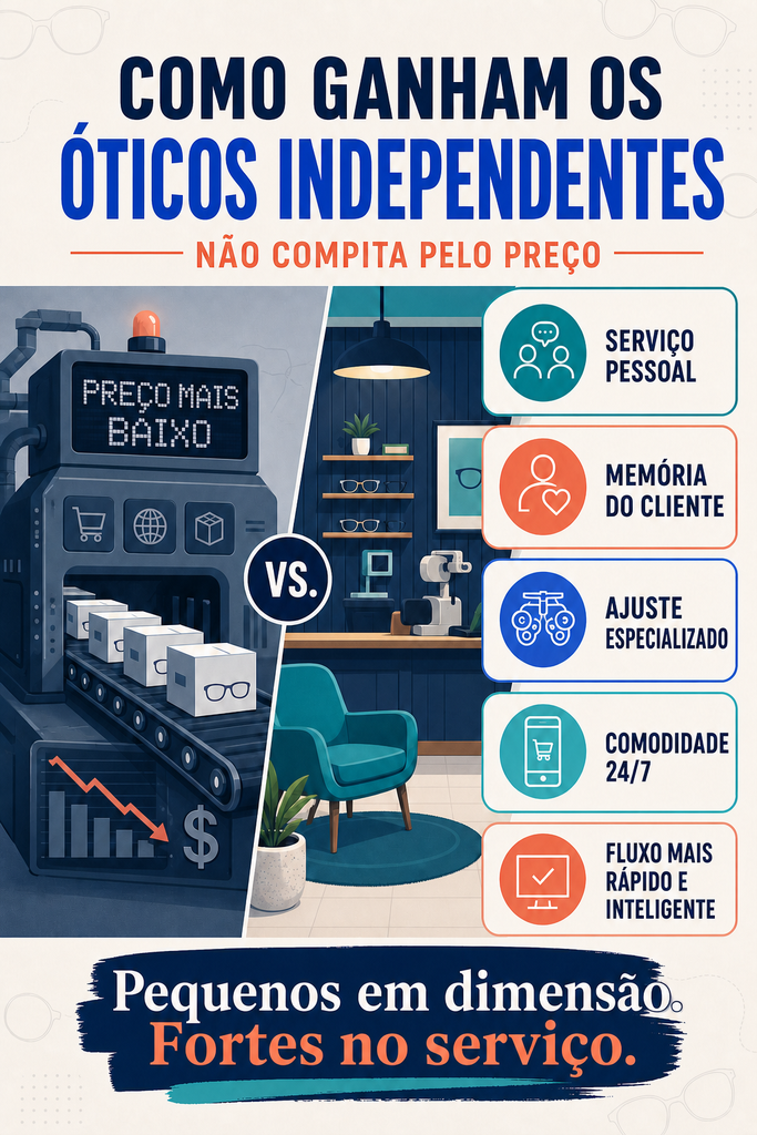 Infográfico: óticas independentes contra redes e online